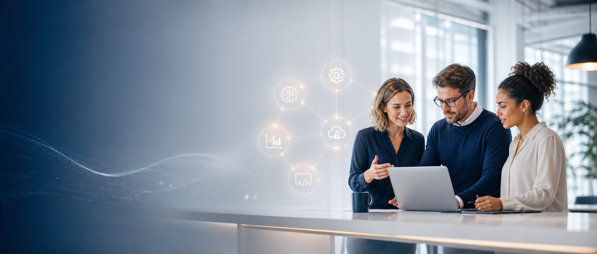 Ein IT-Team verbindet Kompetenzen aus KI, Automatisierung, Daten, Entwicklung, Cloud und Zusammenarbeit