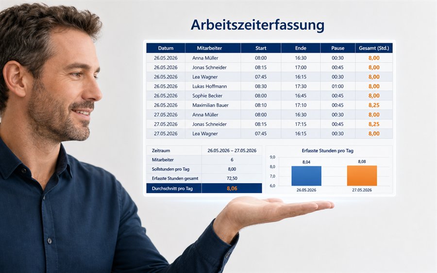 Teilnehmer versteht eine Excel Auswertung mit Diagramm und Tabellenstruktur